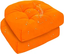 Outdoor Indoor U Shaped Wicker Seat Cushion Decorative Orange Tufted Chair Pads
