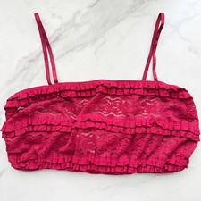 Anthropologie LyreBird Ruffled Lace Bralette Cabernet SZ S/M