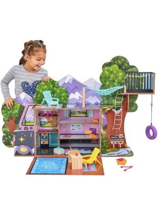 KIDKRAFT GLAMP & GO 2-IN-1 DOLL CAMPER Includes 40 accessories