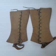 Vintage Nudelman Bros Seattle Canvas Gaiters Sz 14.5 Lace-Up Leggings Chaps