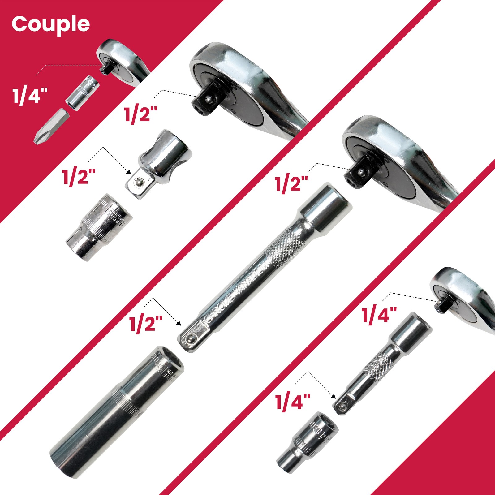 ANXTECH 95PCS Socket Wrench Set with 1/2" 1/4" Ratchet Wrenches Mechanics Tool