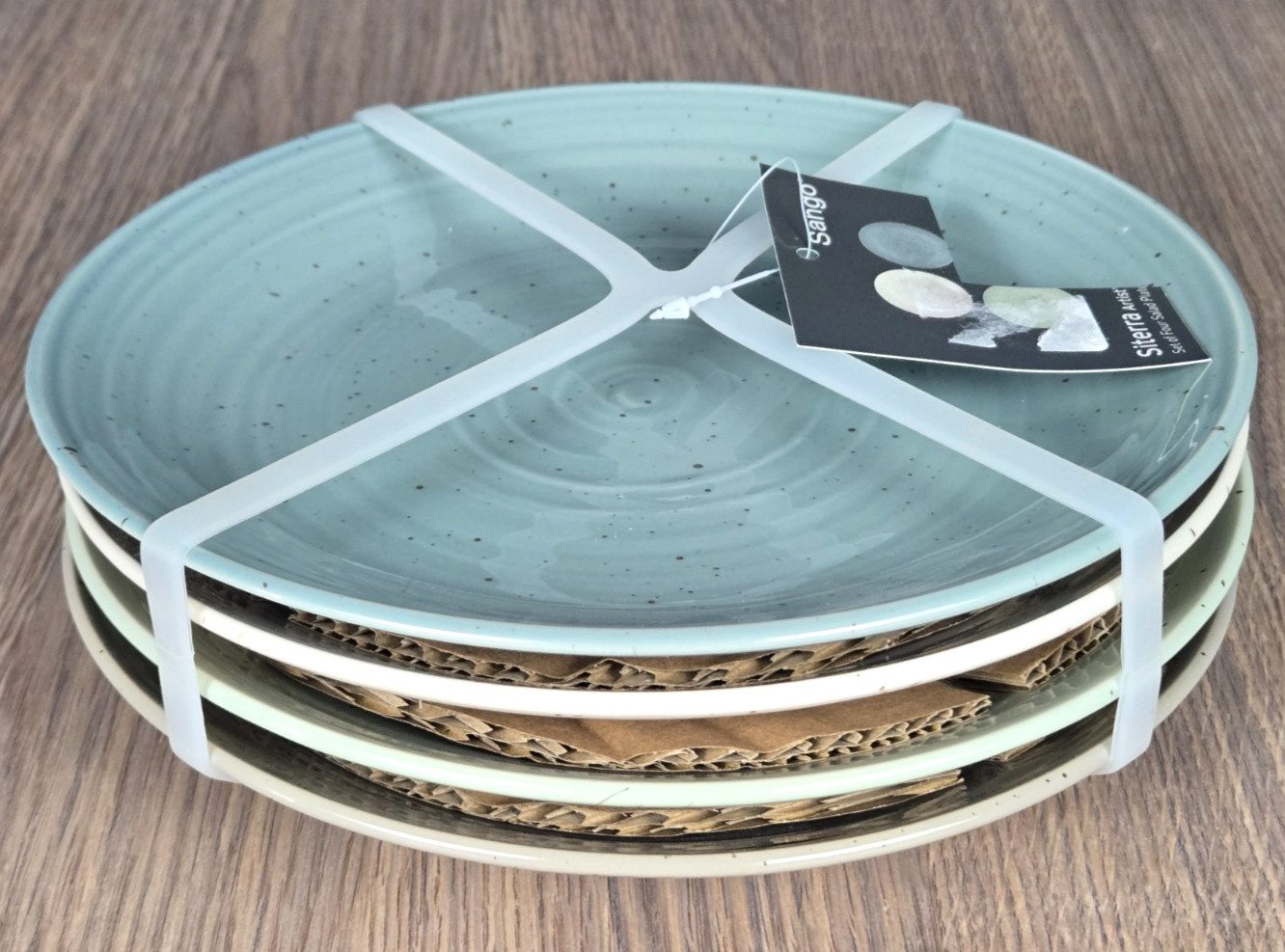 Sango Siterra Artist's Blend 8" Salad dessert plates NEW blu