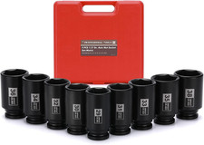 9pcs 12 Inch Drive Deep Impact Socket Set 29-38mm Spindle Axle Nut Sockets M 9pcs 12 Inch Drive Deep Impact Socket Set 29-38mm Spindle Axle Nut Sockets M