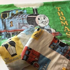 VTG Thomas Tank Engine Twin Sheet Set Fitted Flat Pillowcase Bibb Co USA 90s