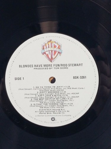 Rod Stewart - Blondes Have More Fun - 1978 LP VINYL Record (Gatefold) G+ -NICE! - Foto 7 di 7