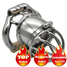 Stainless Steel Male Chastity Device Double-Lock Cage Men Metal Locking Belt
