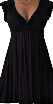 Black Fit & Flare Dress, Max Studio Brand Rayon & pandex Sleeves Less V Neck