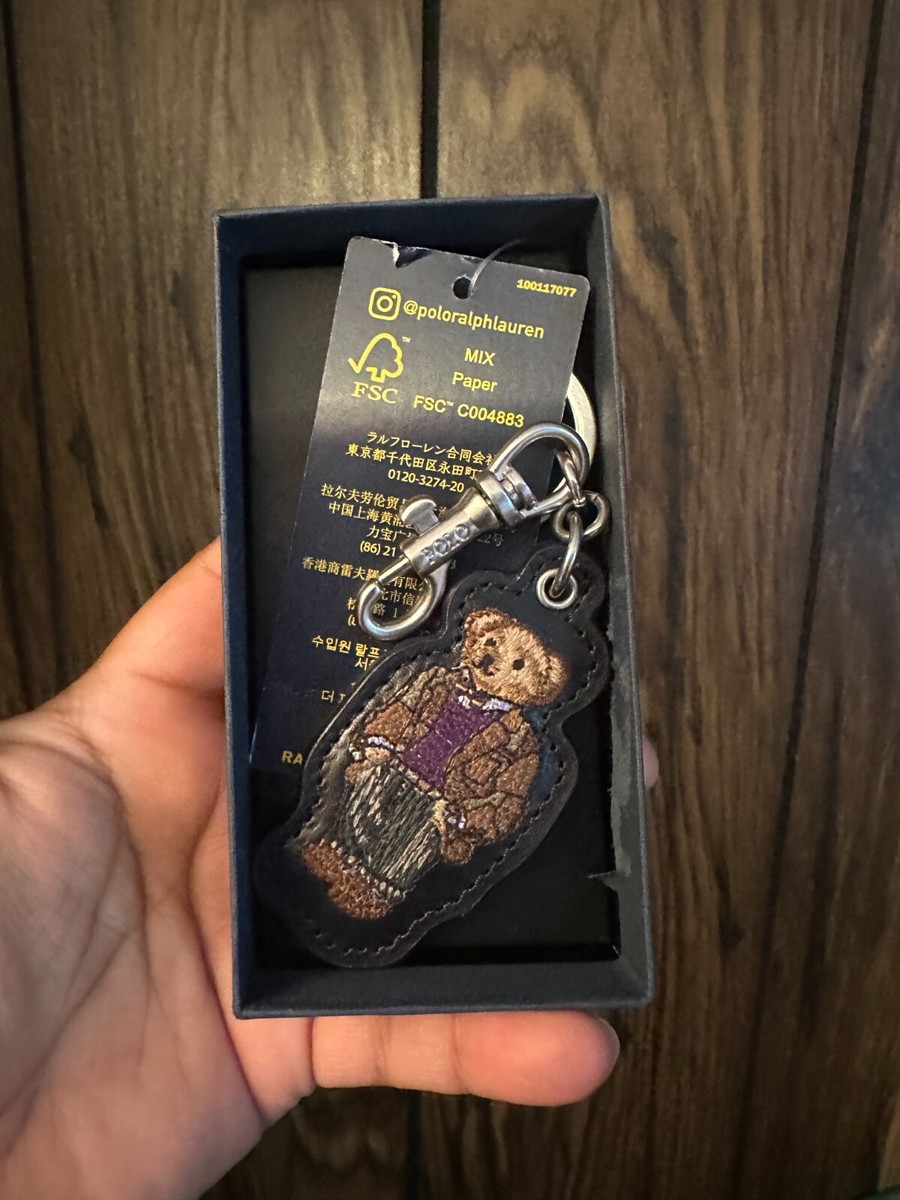 Polo Ralph Lauren Polo Bear Leather Key Fob Charm with Gift Box