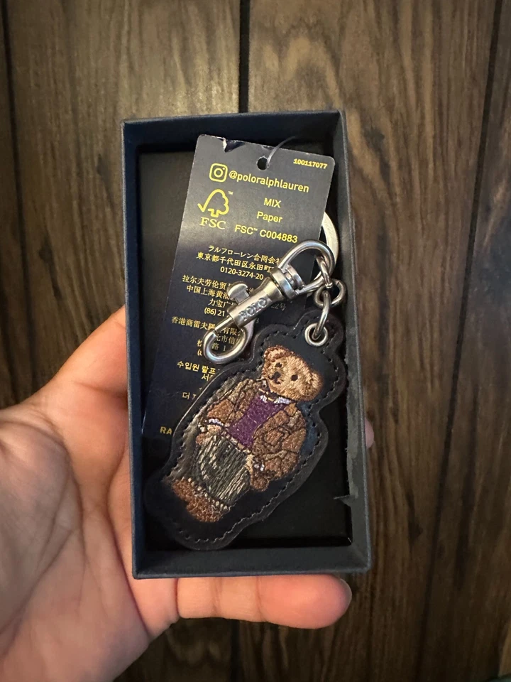 Polo Ralph Lauren Polo Oso Cuero Llavero Dije con Caja de Regalo Nuevo Foto 3 de 4