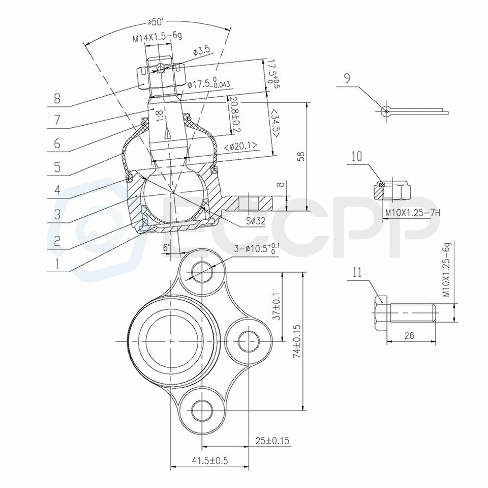 For 1998-2002 Honda Passport New 10pcs Front Sway Bars Ball Joints Tie Rods Set - Image 4 of 4