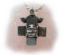 Image of Cross Wings Face Mask Sterling Silver Pendant for Men