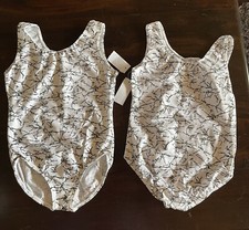 NWT Motionwear Geometric Print Gymnastics Leotard Girls Large 12/14 Retail 36