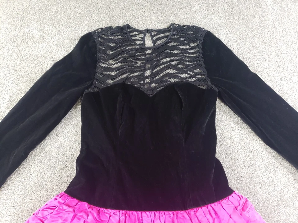 Vestido de Cóctel Louis Feraud Vintage 12 Negro Rosa Cansado Algodón Seda Lana Forrado Foto 2 de 4