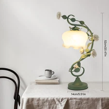 Green Flower Petal Table Lamp Bedroom Bedside Flower Night Light Glass Lampshade
