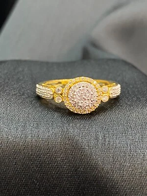 Pave 0,68 Cts Runde Brillant Natürlich Diamanten Halo Verlobungsring In 14K Gold - Bild 1 von 4