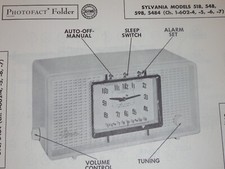 Original Sams Photofact Manual SYLVANIA 518, 548, 598, 484 287