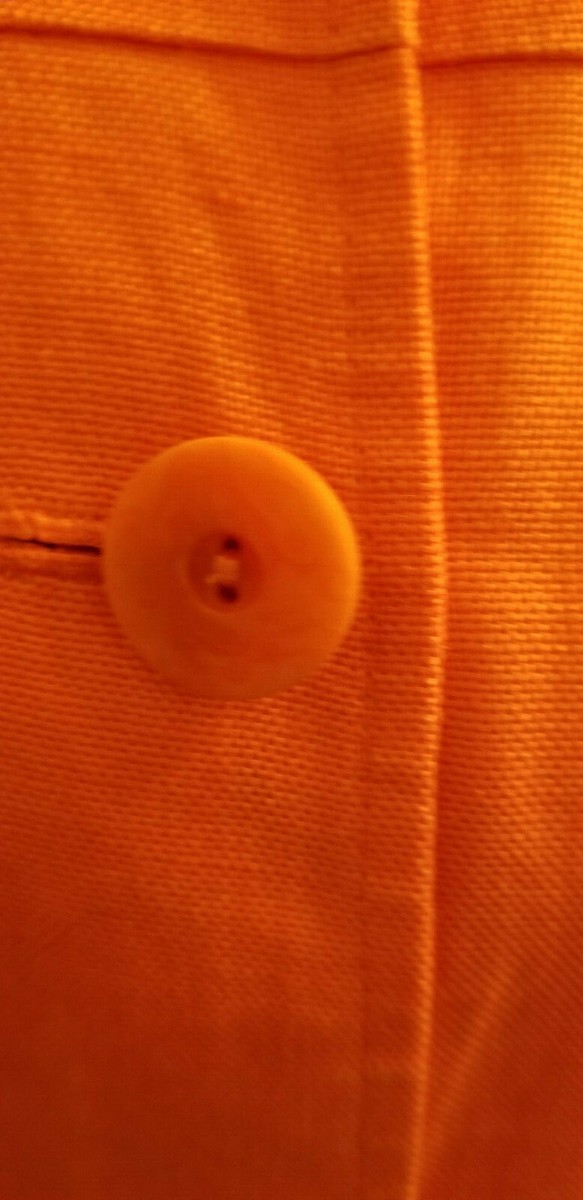 Veste En Lin Talbots Petites - Taille 10 Orange - Boutonnée Avec Poches - Occasion (Manque Un Bouton)