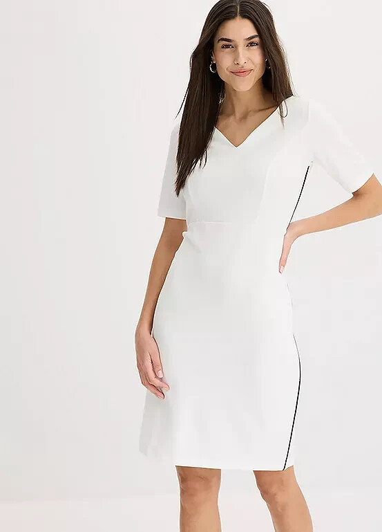 Freemans Ivory Piped Shift Dress UK 10 (fm173-7)