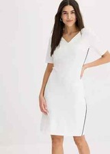 Freemans Ivory Piped Shift Dress UK 10 (fm173-7)