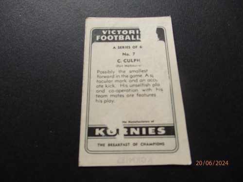 1948 KORNIES VICTORIAN FOOTBALLERS - A SERIES OF 64 - Select card from menu - Picture 5 of 29