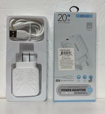 Fast Charger Adapter 20W, USB and Type C Output for Wall with USB-Lighting Cable