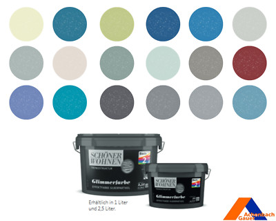 Wandfarbe, Innenfarbe Glitzer, Glimmerfarbe, grün,blau,rot,grau,beige,mint,weiß