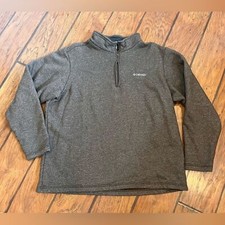 Columbia 1/4 zip pullover fleece sweater men  s XL heathered brown lined nice 