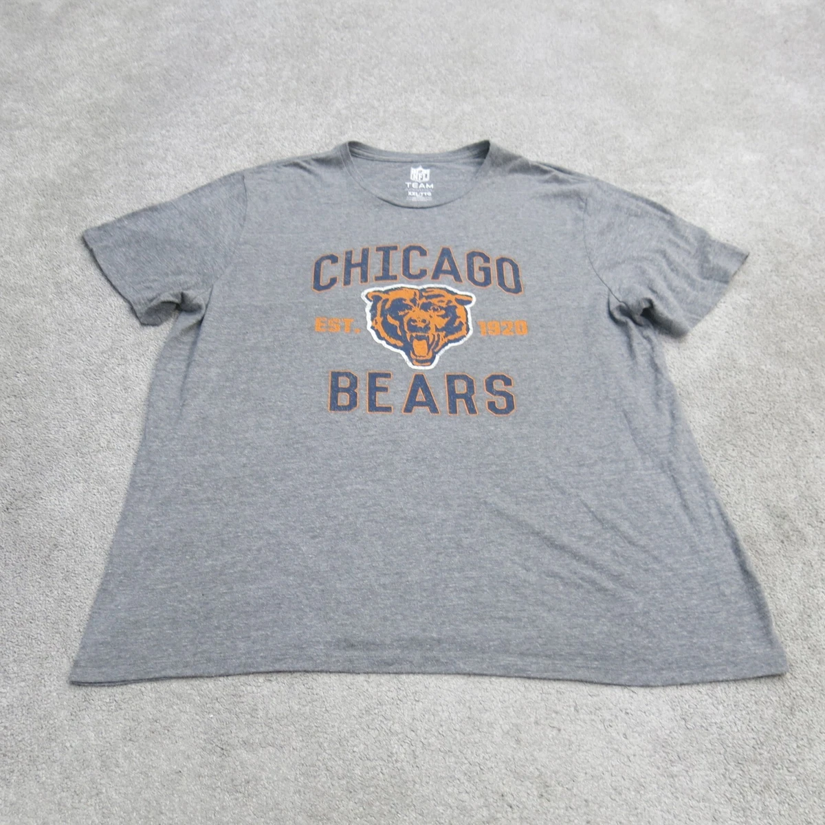 NFL Shirt Mens XXL Gray Team Apparel Chicago Bears Crew Neck Football Sports Tee