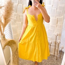 Urban Outfitters Positano Tie Shoulder Midi Dress in Yellow