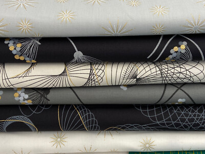Zen Chic für Moda schimmernder Baumwollstoff 1/4 Meter* Sterne Wirbel Samen Schoten