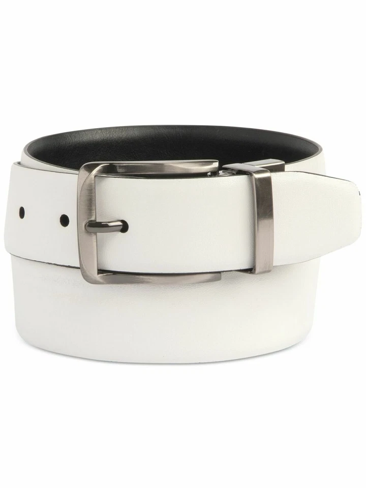 Cinturón informal reversible de cuero sintético ALFANI para hombre, negro/blanco, 36X1,25 Foto 2 de 3
