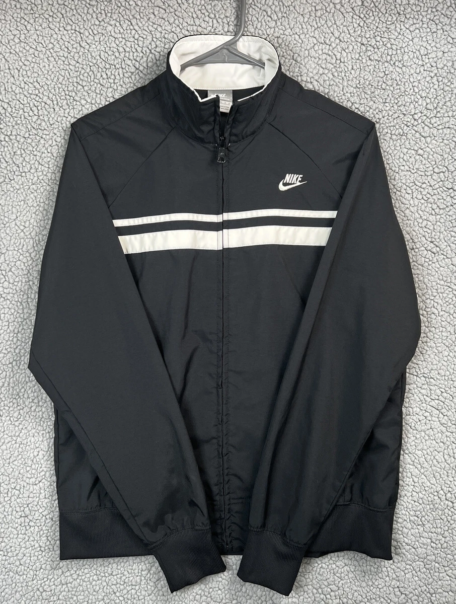 Nike Jacket Womens Sportswear Black White Stripe Sz L 12-14 Track Light  Running | eBay