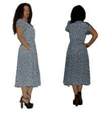 SALE!! XS S Vtg 80s Liz Claiborne Floral Daisy Print Full Sweep Dolman Dress