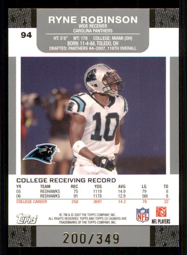 2007 Topps Co-Signers Gold Blue #94A Ryne Robinson/Dwayne Jarrett /349 - Picture 2 of 2