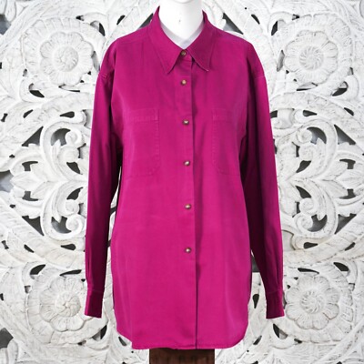 Vintage Limited Chinos Button-Up Shirt Women's L - Fuchsia Pink Purple Hongkong