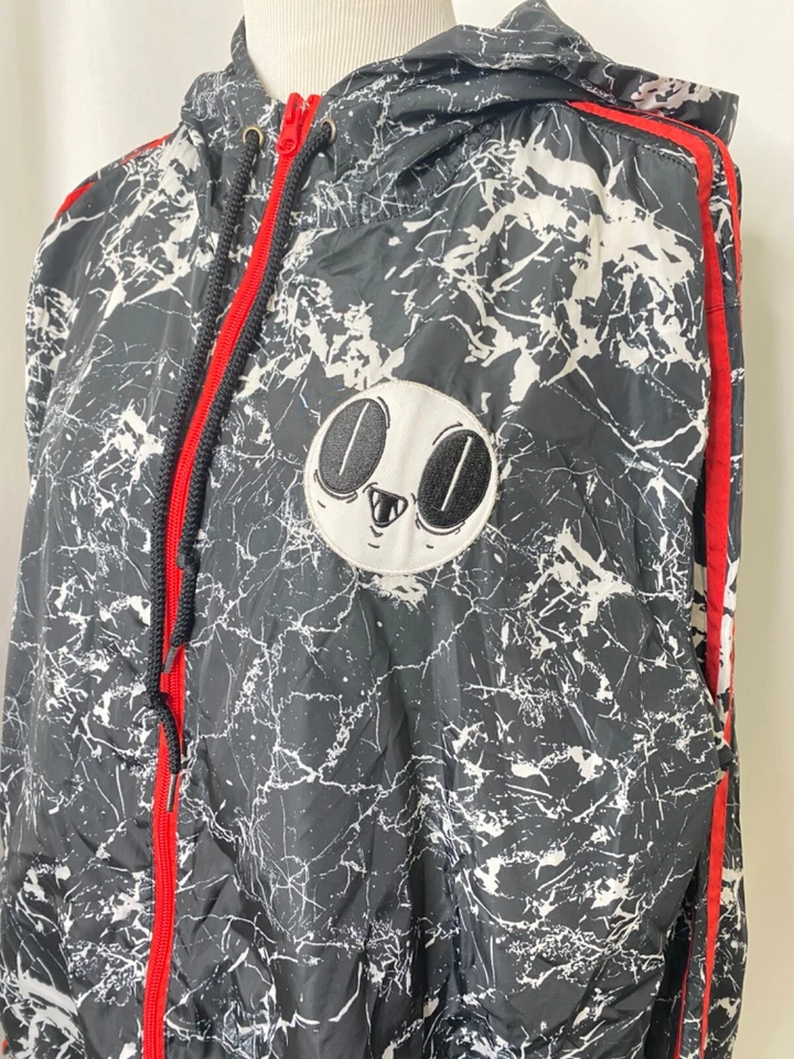 Jaqueta corta-vento masculina XL linda gigante preta branca e vermelha manga longa - Imagem 3 de 4