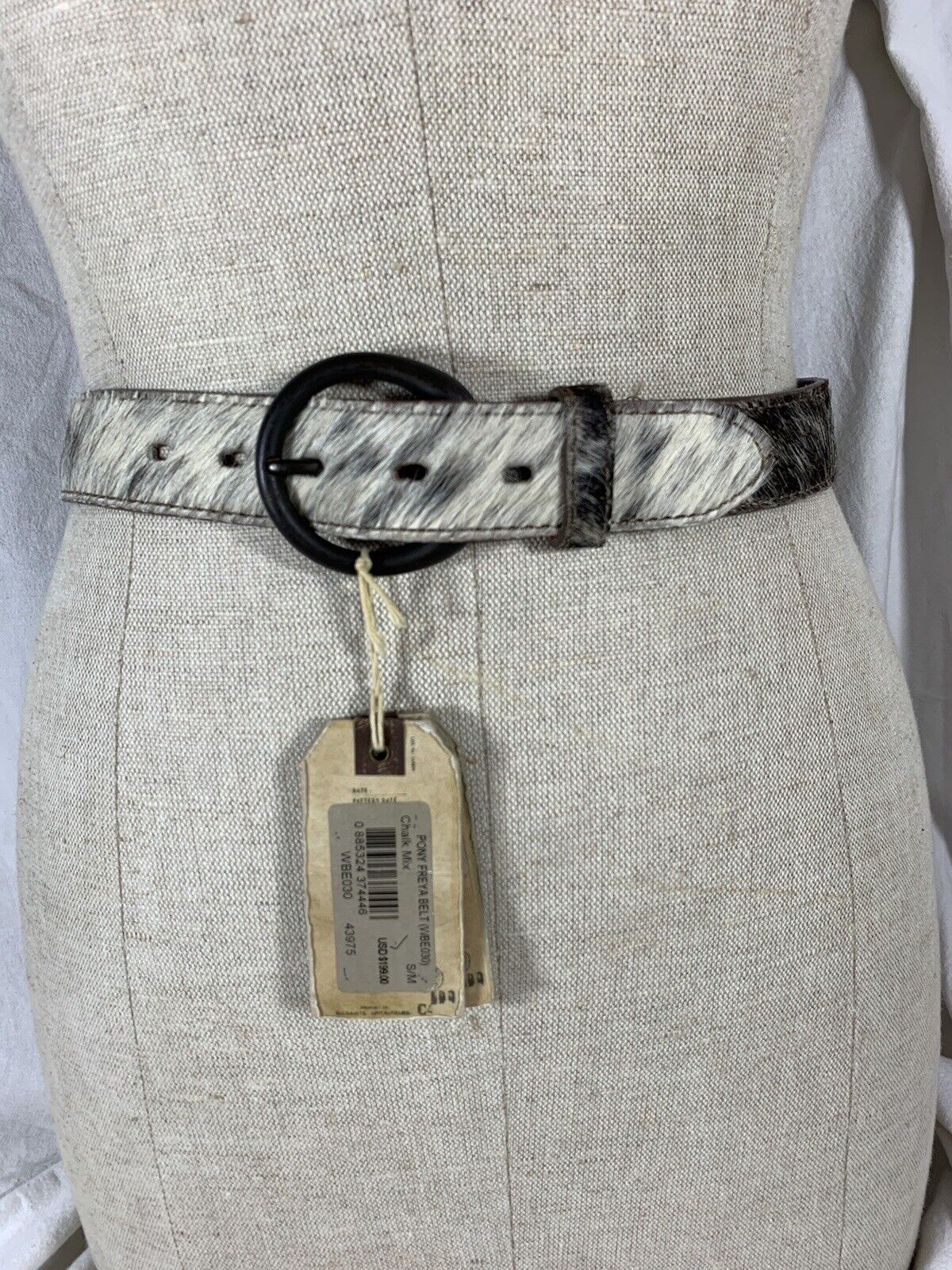 Genuine  ALL SAINTS pony skin and leather chalk belt size medium 