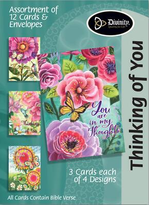 Thinking Of You Flowers Birds Butterflies Floral 7 X 5 Paper Boxed Cards