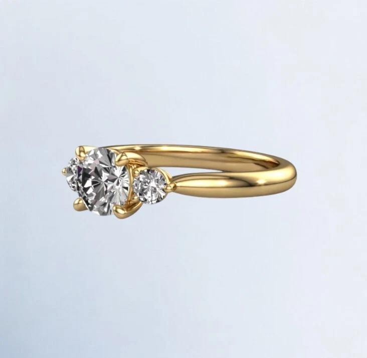 Round Cut 1.30 Ct IGI GIA Lab Grown Diamond Engagement Ring 14K Yellow Gold - Image 3 of 4
