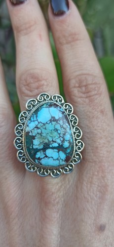 ANELLO DONNA ARGENTO 925 RING SILVER STERLING TURCHESE TURQUOISE MISURA 20 A187 - Foto 12 di 12