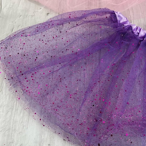2 Girls Dress Up Costume Tutu Skirt Glitter Purple Small Birthday Halloween - Picture 3 of 6