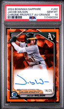 2024 Bowman Chrome Sapphire Auto /25 Orange Jacob Wilson PSA 10 🔥🔥🔥🔥