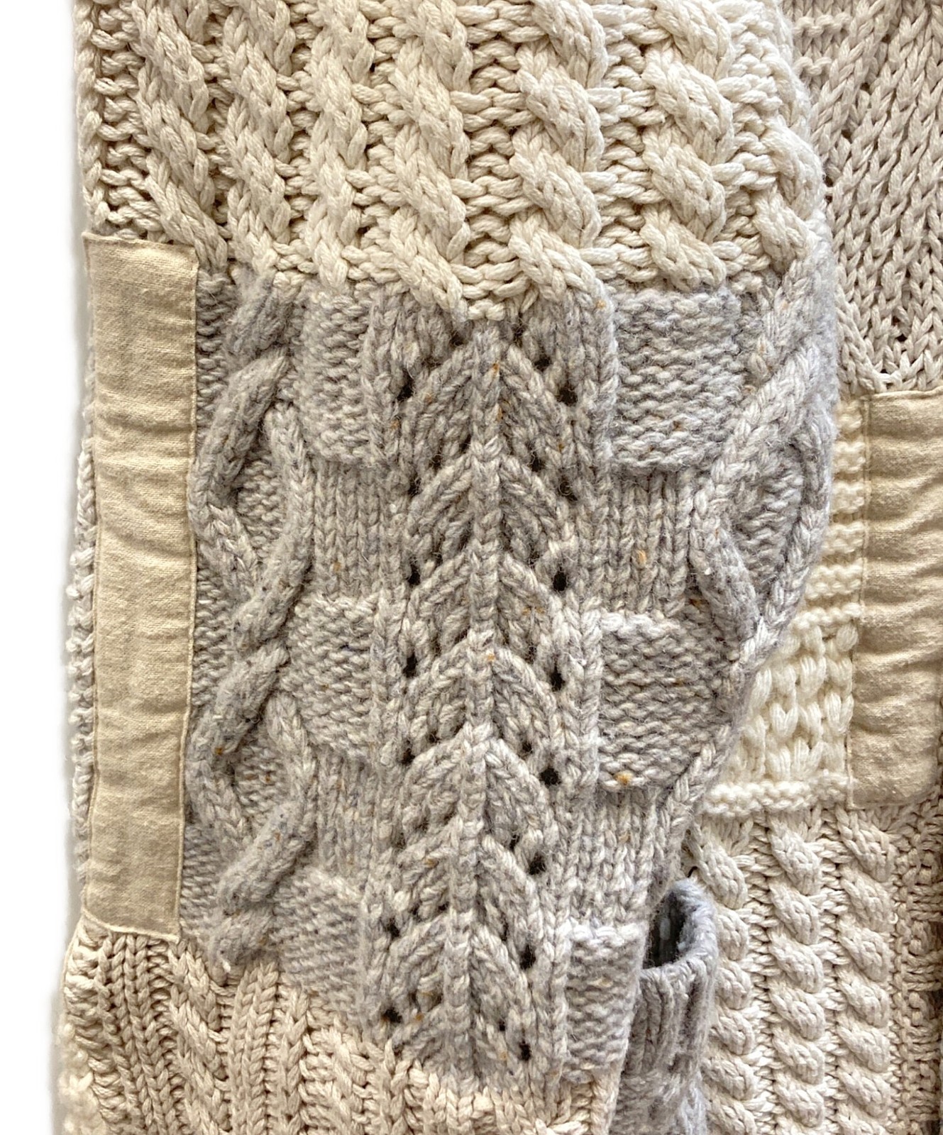 SUPREME Patchwork Cable Cardiga Size: L Beige Men - image 7