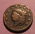 Photo of a 1833-P Large Cent from an eBay listing that sold on Jul 18, 2026