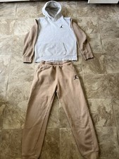Jordan Boys XL Hoodie  Sweatpants Set Gray Beige Cotton Blend Casual