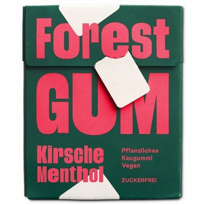 (77,50 /1kg) Forest Gum Kirsche Menthol, plastikfreies Kaugummi, 20g Packung