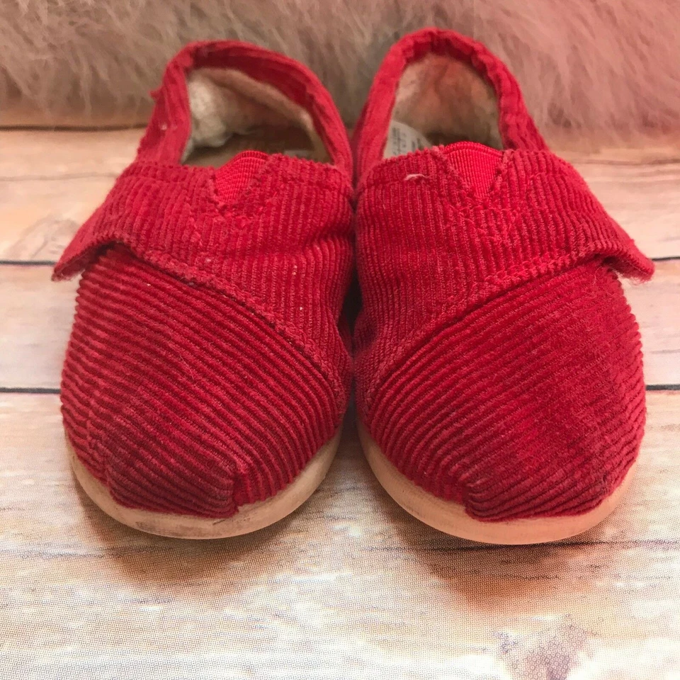Toms Unisex Niños Niñas Zapatos Talla 6 Rojo Pana Sherpa Sin Cordones Pequeños Foto 3 de 4