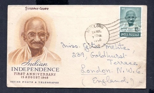India - 1948 Ghandi First Anniversary of Independence First Day Cover