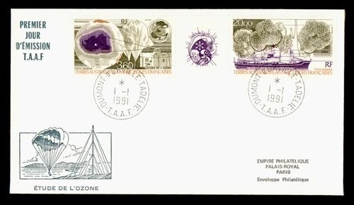 DR WHO 1991 FRENCH ANTARCTIC FSAT FDC ZONE STUDY? GUTTER PAIR M70634