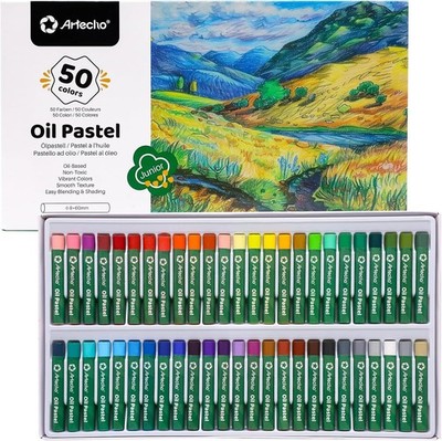 Artecho Oil Pastels Set of 50 Colors (8 x 60 50 Count (Pack 1), Multicolor 